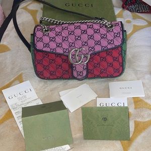 Gucci
Marmont Quilted Logo-jacquard Multi Color Leather Shoulder Bag